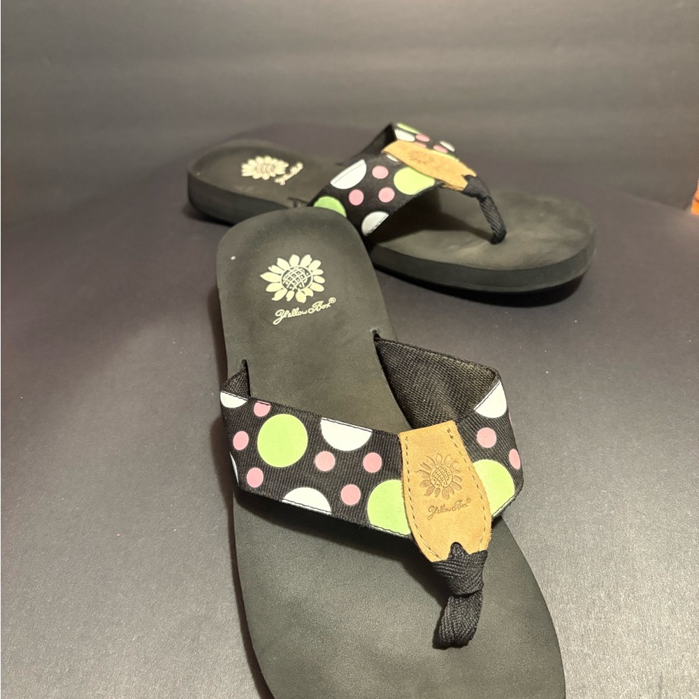 Polka Dot Flip Flops by Yellow Box Black and Green